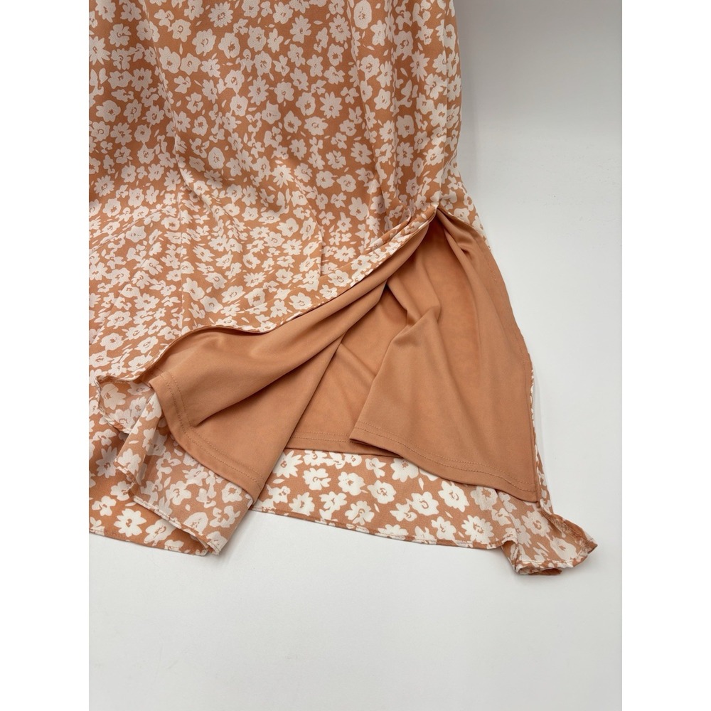 Lulus Crista Floral Maxi Dress S Rust Orange Button Front Cottagecore - Picture 5 of 10